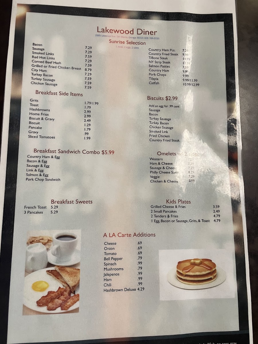 Lakewood Diner Menu - Image 1
